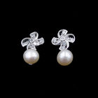 Shell Pearl Hanging Silver 925 Earrings Sapphire CZ / Women Accessories