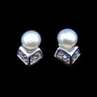 Elegant Chenqi Silver Pearl Drop Earrings Rosette Shape For Wedding Party