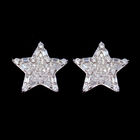 Customized Sterling Silver Round Earrings / Cubic Zirconia Bulk White Gold Earrings