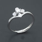 Romantic Style Silver Pearl Ring 925 Silver Heart Shape For Young Girls